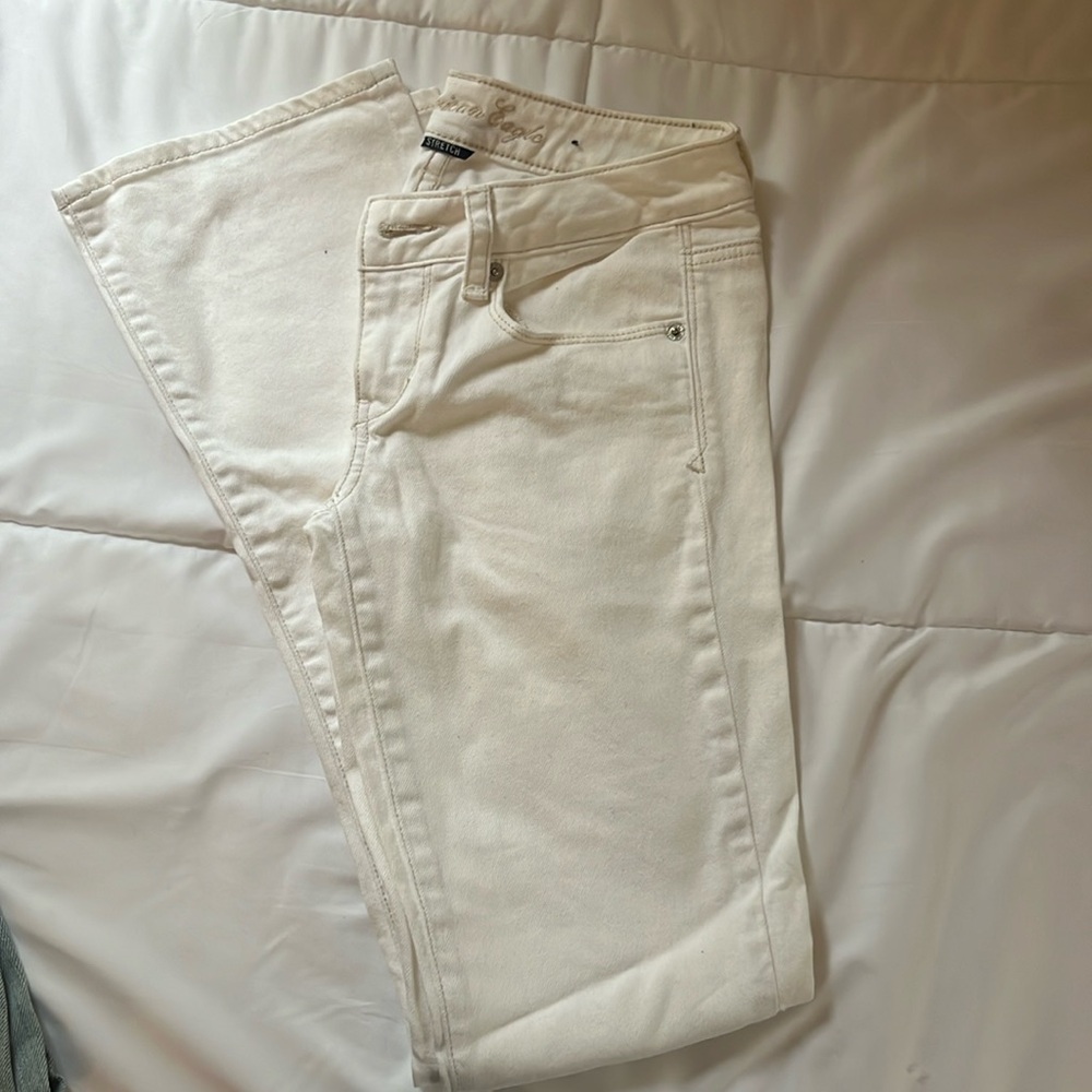 American Eagle White Denim Jean Skinny Kick